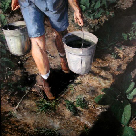 Water Bearer. Oil on board. 48 x 48 inches.